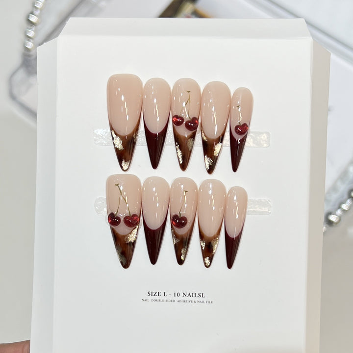 Künstlerisches Floral Design Stiletto Druck-Nagelset Karnz