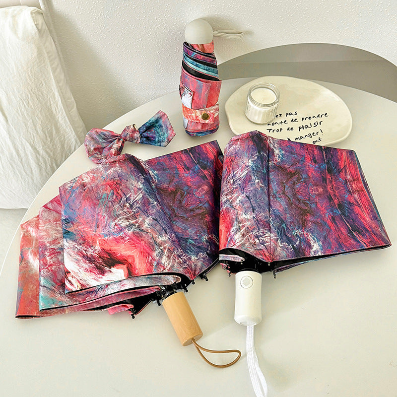 Damen Faltbarer Regenschirm mit kreativem Kunstdesign Karnz