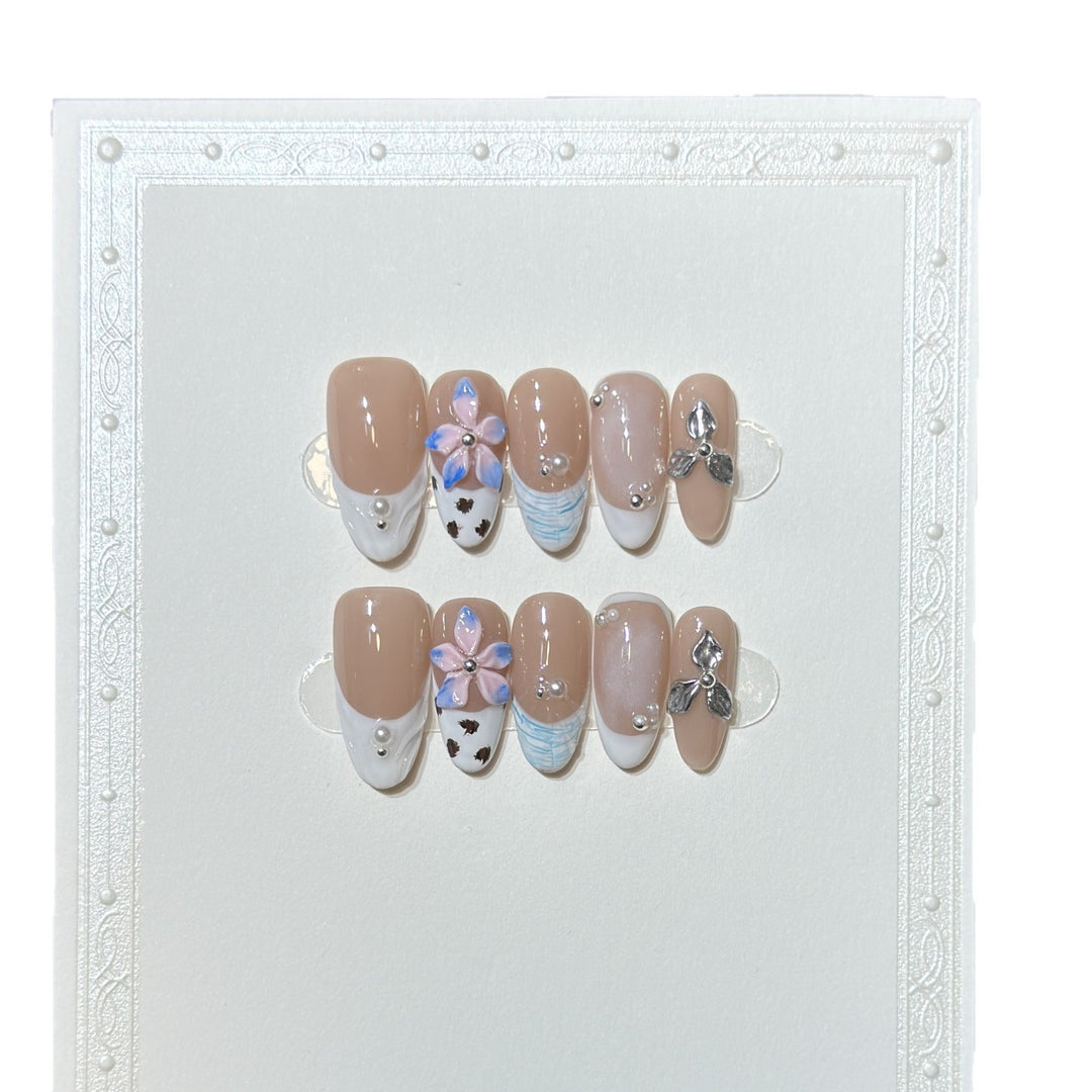 Blumenverzierte Press-On-Nagelkunstset Karnz 1788224030