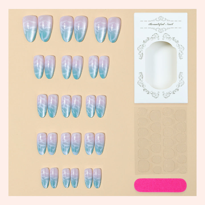 Premium Gel Press-On Nail Set mit ozeaninspiriertem Design Karnz
