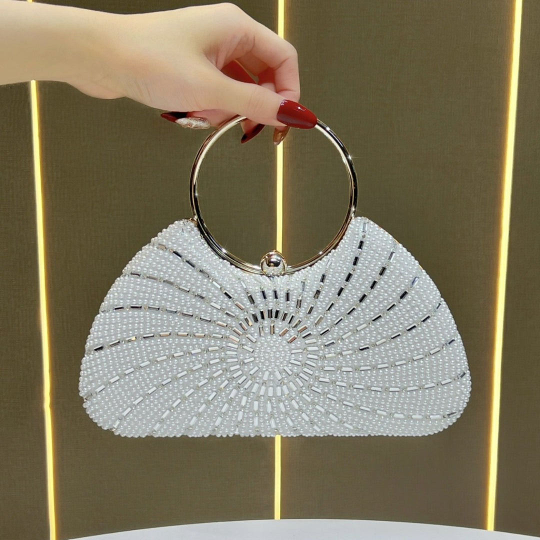 Dekorativer Perlen Clutch Abendtasche