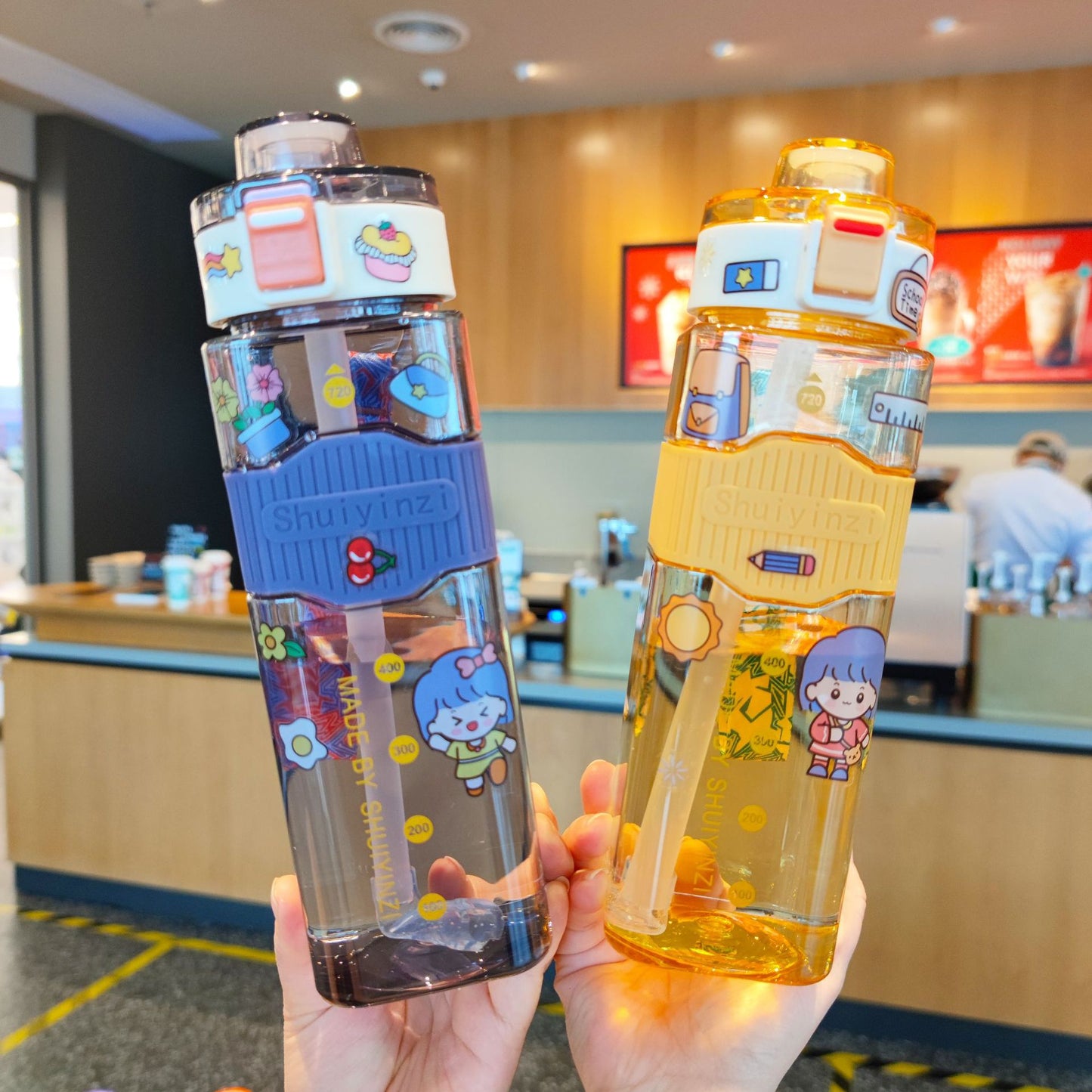 Damen kreative Trinkflasche mit innovativem Sichtfenster und Motivationsmarkierungen Karnz