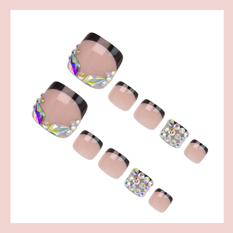 Fußnagel Kunstset mit glamourösen Strass- und eleganten Farbverläufen Karnz
