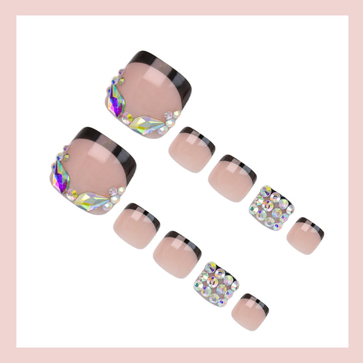 Fußnagel Kunstset mit glamourösen Strass- und eleganten Farbverläufen Karnz