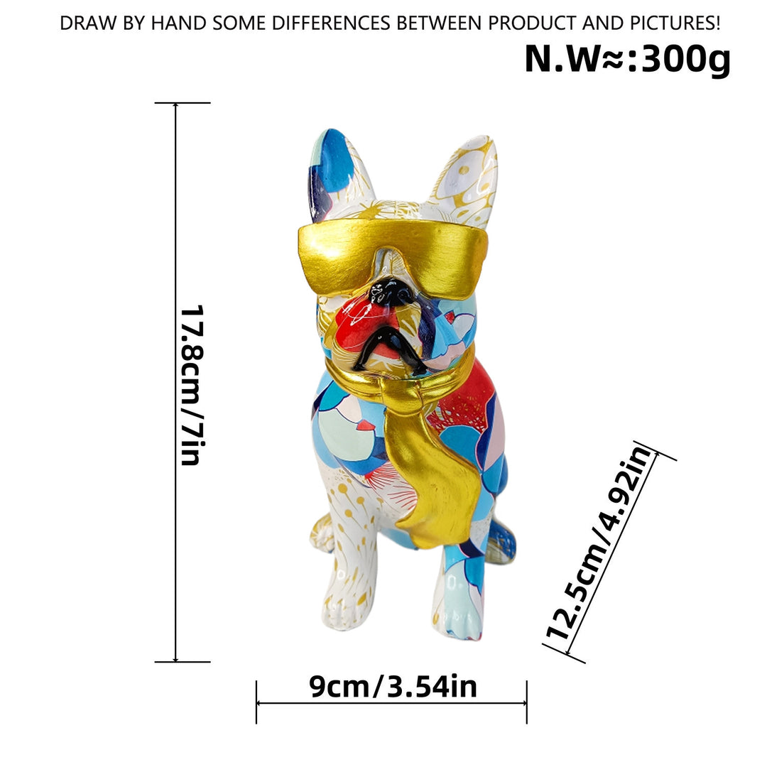 Bunte Bulldogge Dekofigur aus Kunstharz Karnz