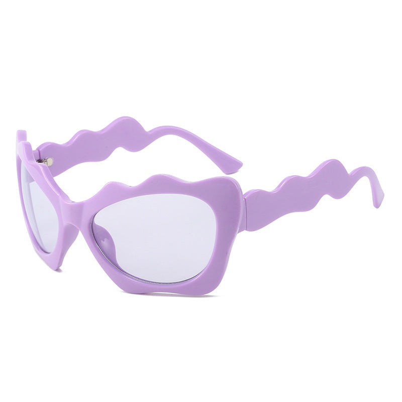 Damen extravagante Sonnenbrille mit wellenförmigem Rahmendesign Karnz