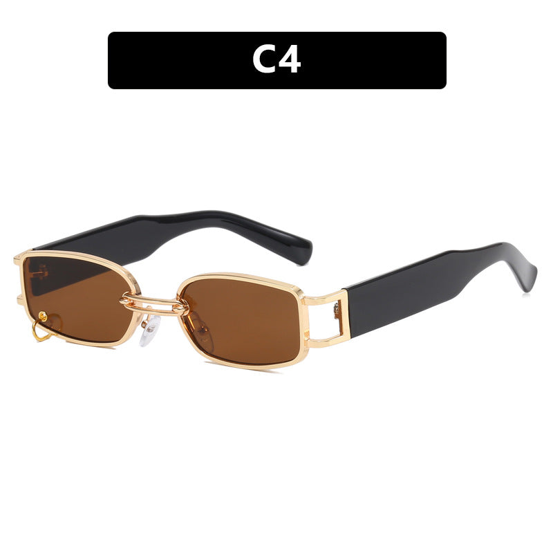 Damen modische Sonnenbrille mit innovativem rechteckigem Design und elegante Metallakzenten Karnz