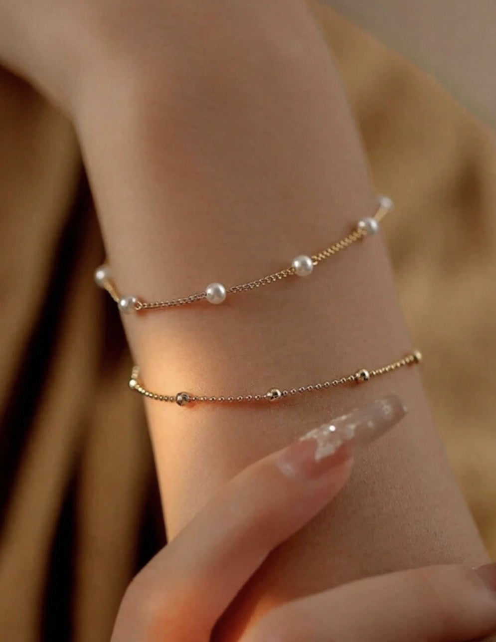 Verstellbares Perlen-Charm-Armband Karnz