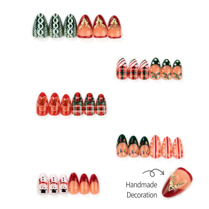 Festliche, von Feiertagen inspirierte Press-On Nagelset