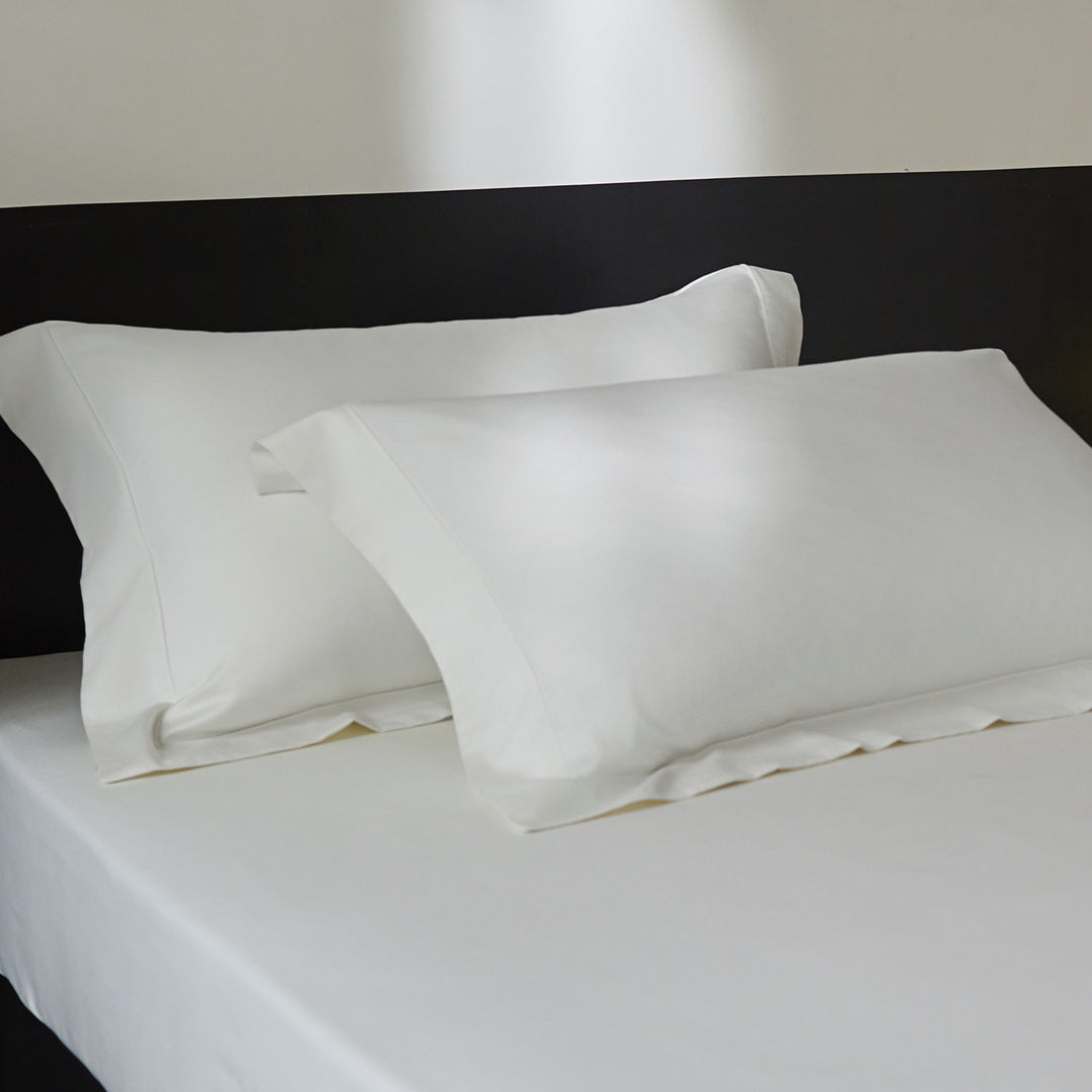 Hotel-Stil Langstapel-Baumwoll-Percale Bettlaken-Set mit tiefem Spannbettlaken und Oxford-Kissenbezügen
