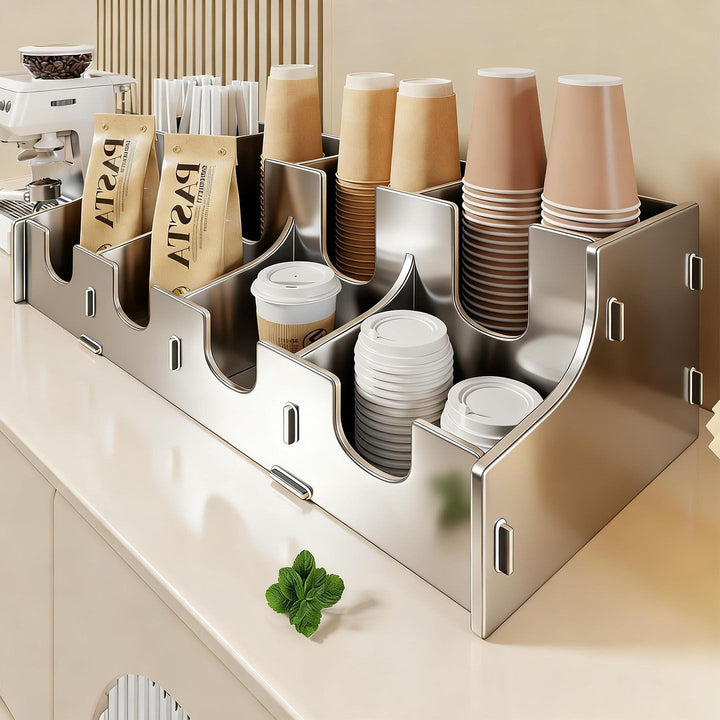 Modular gestufter Theken-Kaffetassen-Deckel und Strohhalm-Organizer