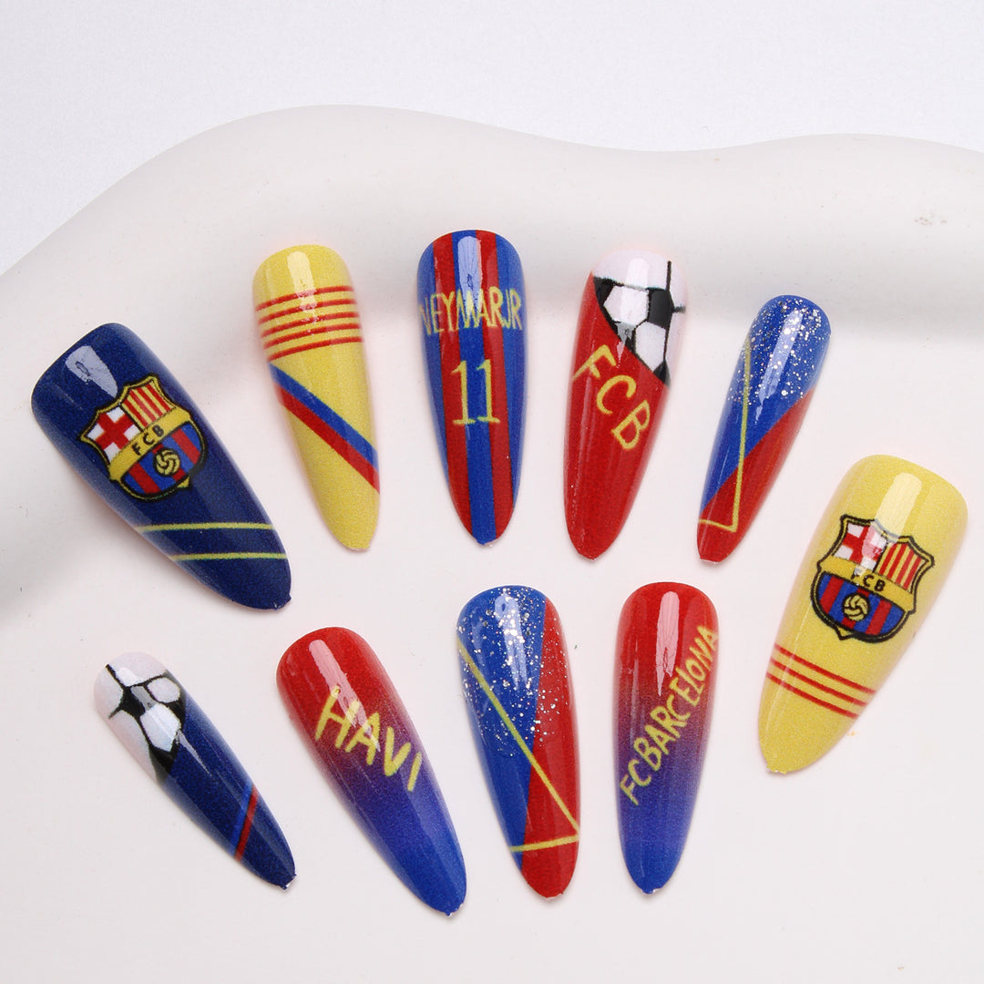 Sports-Themed Stiletto Presse-Nägel Karnz