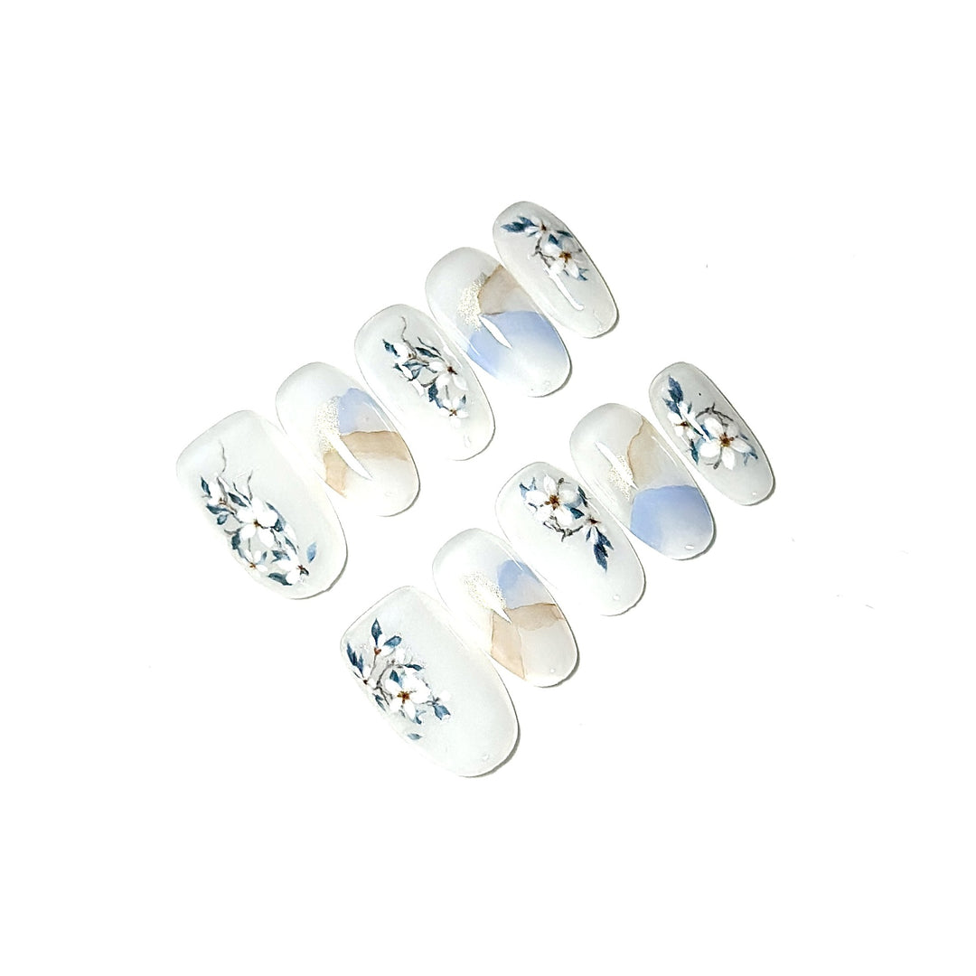 Blumenmuster Press-On Nagelkunst Set