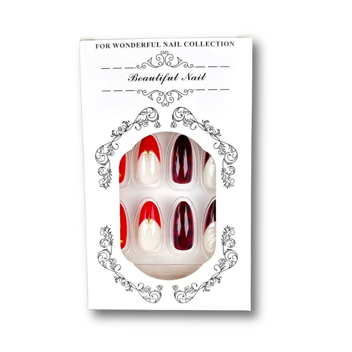 Premium Französischer Tip Press-On Nail Art Set