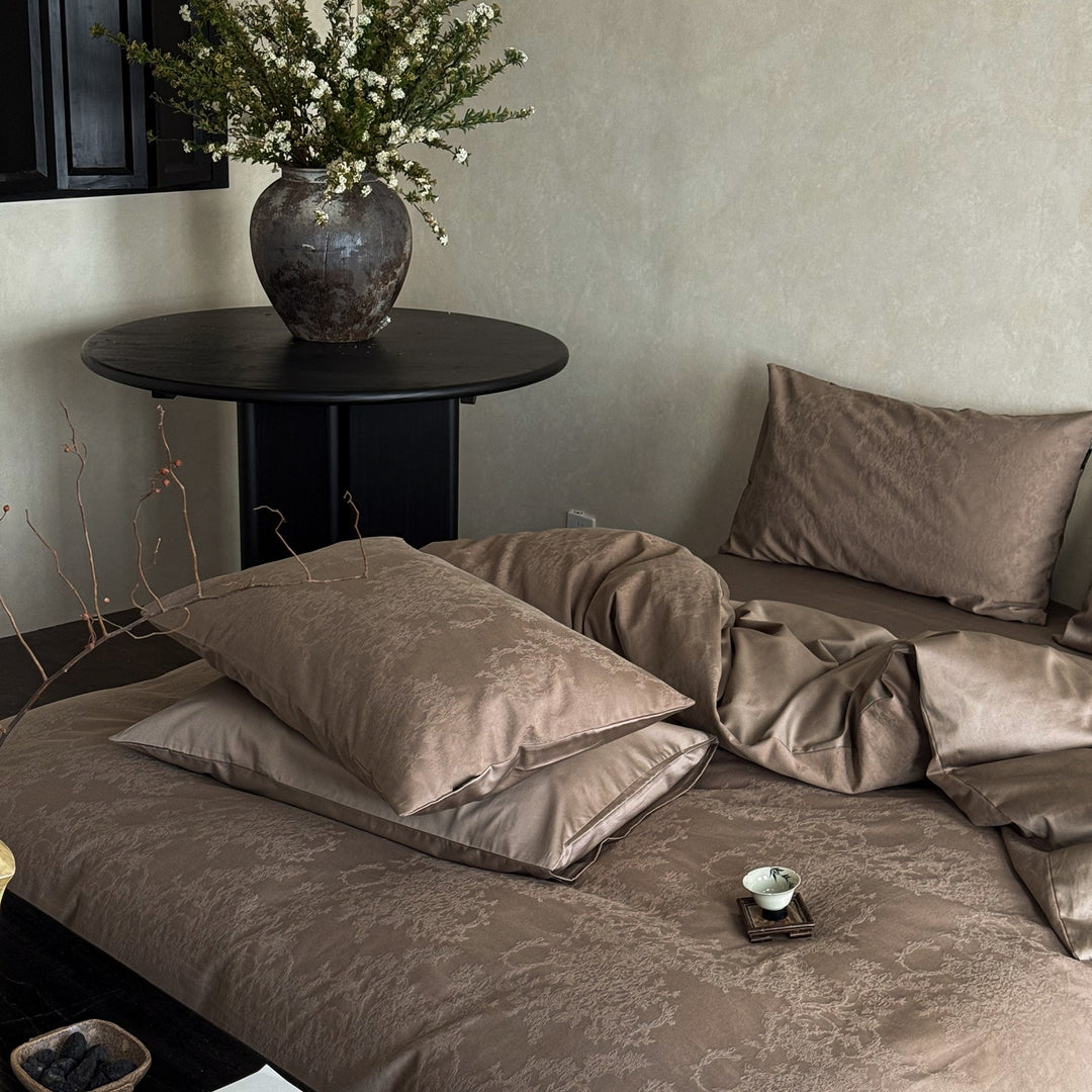 Luxus Jacquard Baumwolle Bettbezugset mit Satin Kissenbezügen