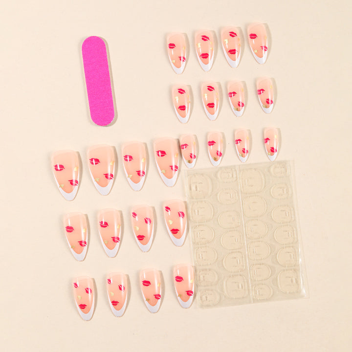 Elegante Kiss-Druck Französische Tipp Nail Art Extensions Karnz
