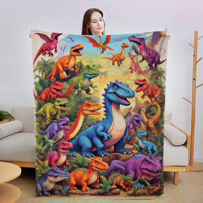 Illustriertes Dinosaurier-Print-Wurfdecke