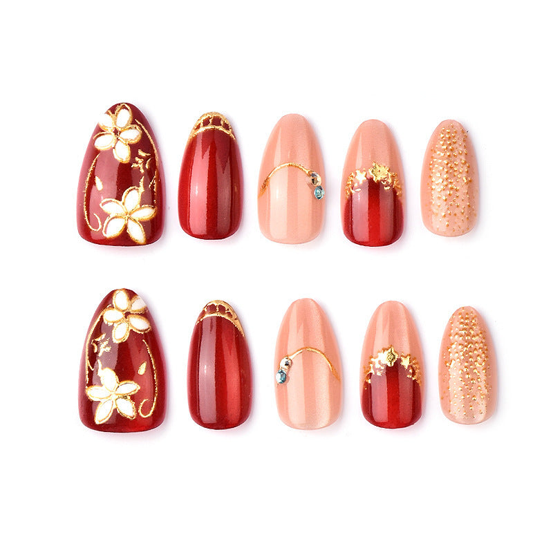 Elegantes florales dekoratives Presse-on-Nagelkunstset