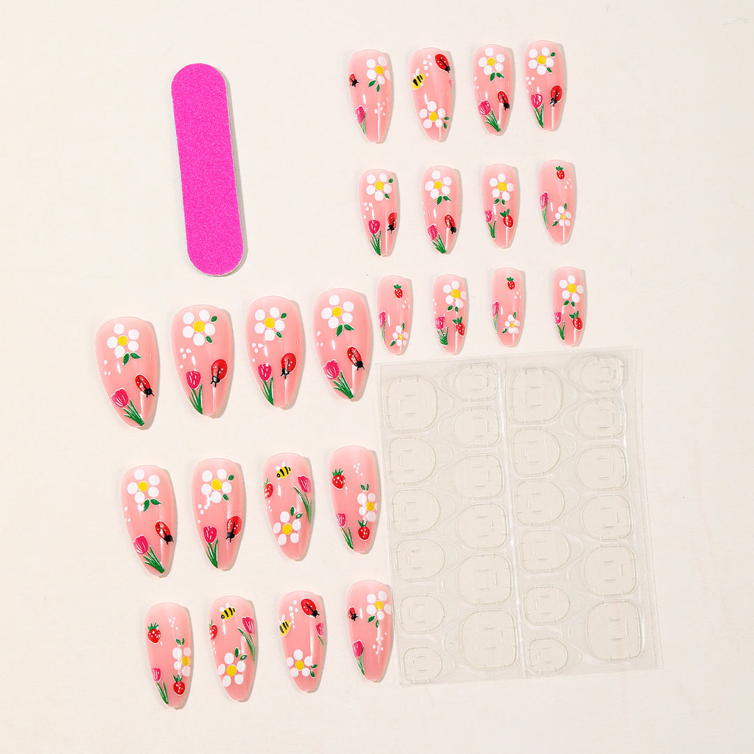 Blumenmuster Stiletto Nagelkunst Karnz