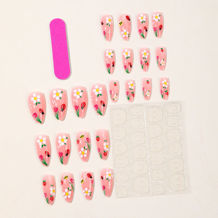 Blumenmuster Stiletto Nagelkunst Karnz
