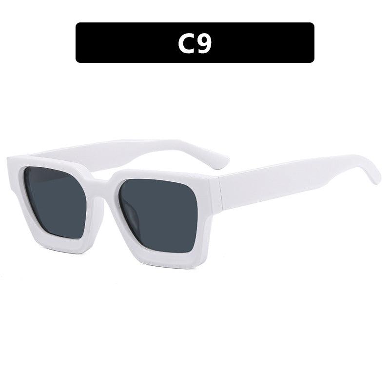 Damen modische quadratische Sonnenbrille mit robustem Rahmen und gelben Gläsern Karnz
