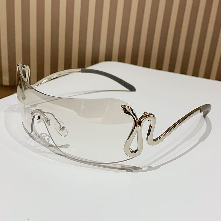 Damen modische Oversized-Sonnenbrille mit innovativem Metallrahmen und einzigartigem Design Karnz