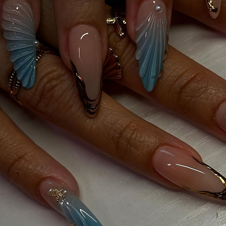 Künstlerisches Skulpturierte Press-On Nagelset Karnz
