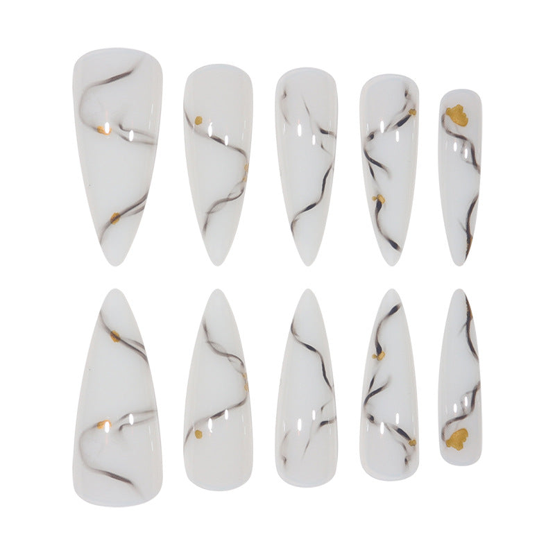 Marmoriertes Design Elegante Stiletto Press-On Nägel Karnz