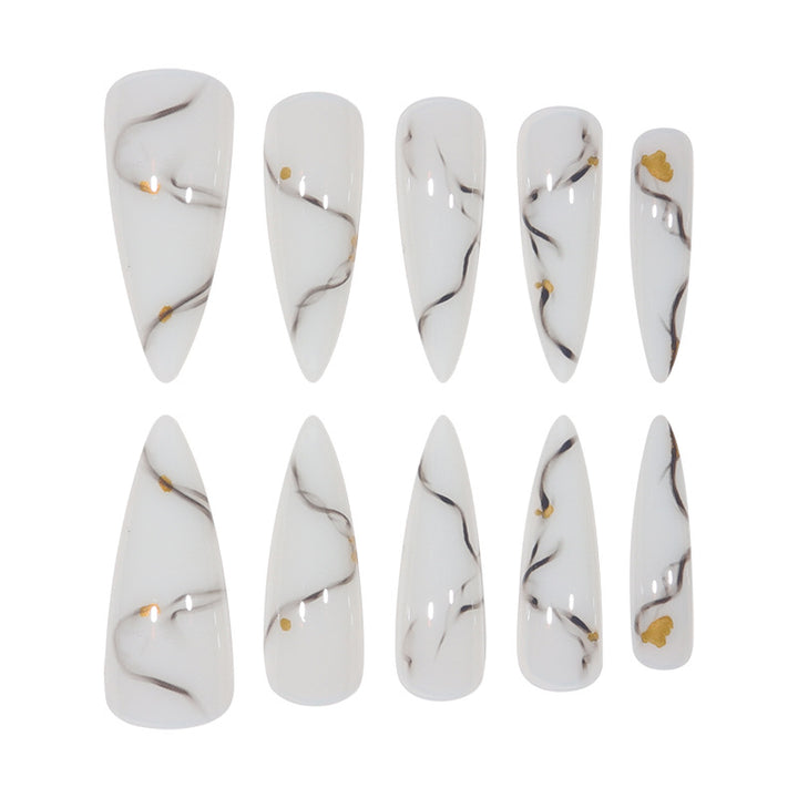 Marmoriertes Design Elegante Stiletto Press-On Nägel Karnz