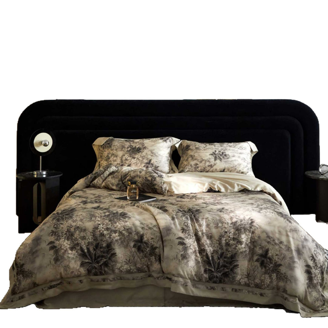 Luxuriöses florales Satin-Bettdeckenbezugset mit Kissenbezügen