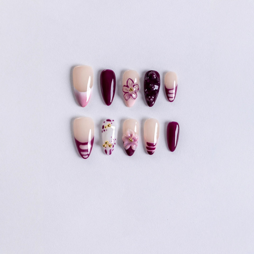 Blumenmotiv Press-On Nagelkunst