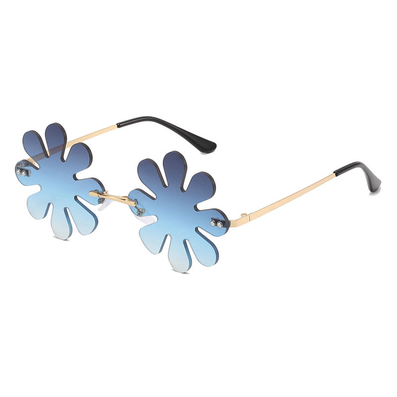 Damen Verspielte Blumen-Sonnenbrille mit stilvollem Metallrahmen Karnz