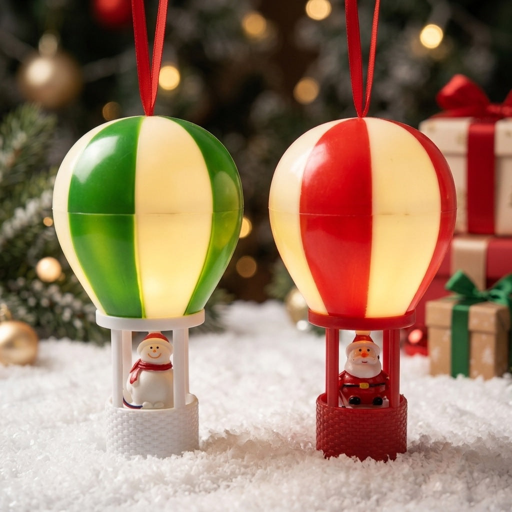 Weihnachtsmann Dekofigur im Heißluftballon Karnz