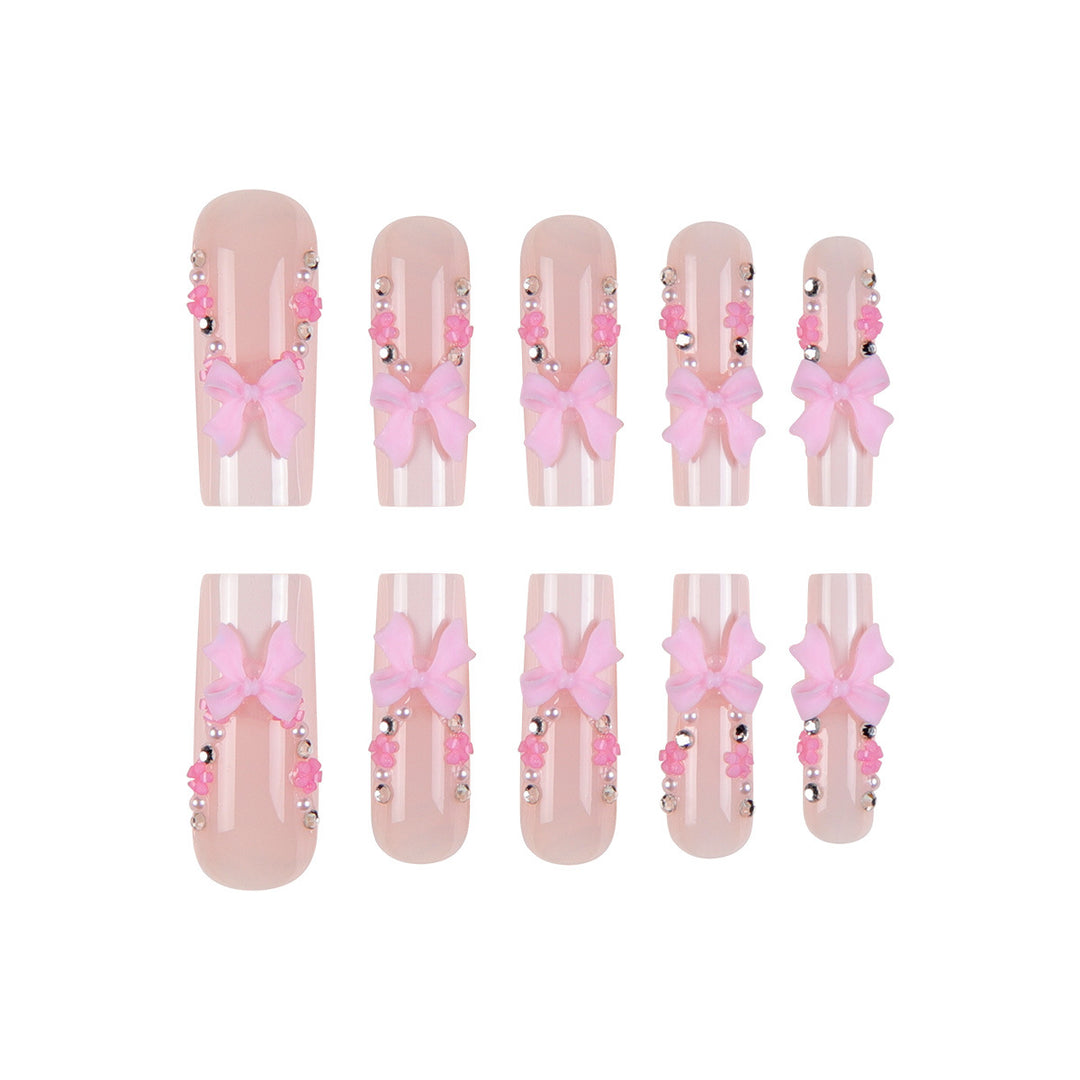 Dekorative florale Acryl Press-On Nagelset Karnz