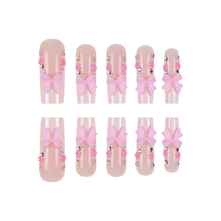 Dekorative florale Acryl Press-On Nagelset Karnz