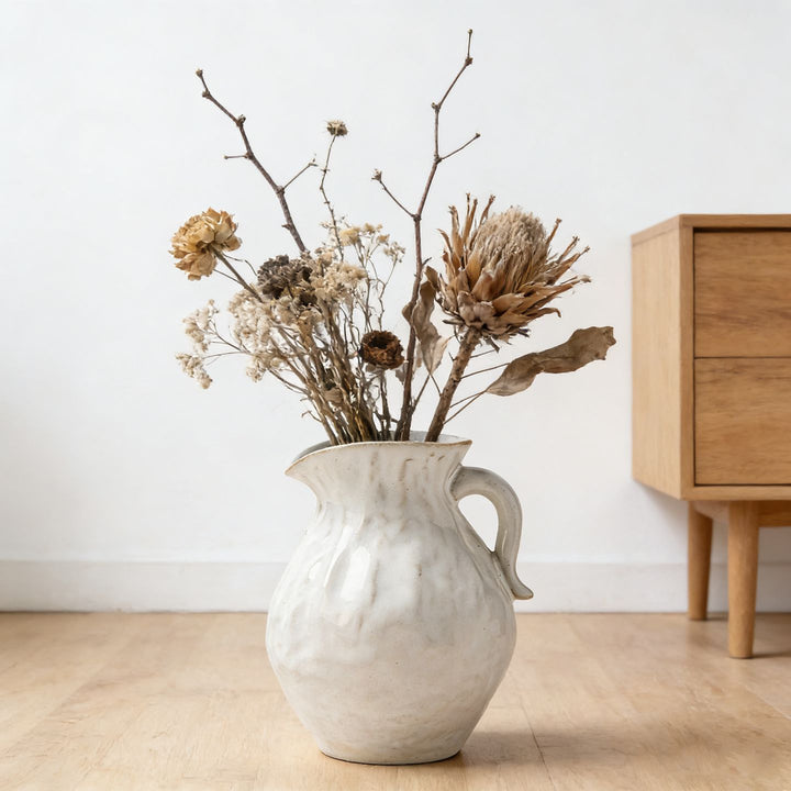Handgefertigte Texturierte Keramikkanne Vase für Blumenarrangements
