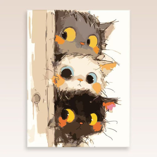 Verspielt Katzenporträt Wandkunst Karnz