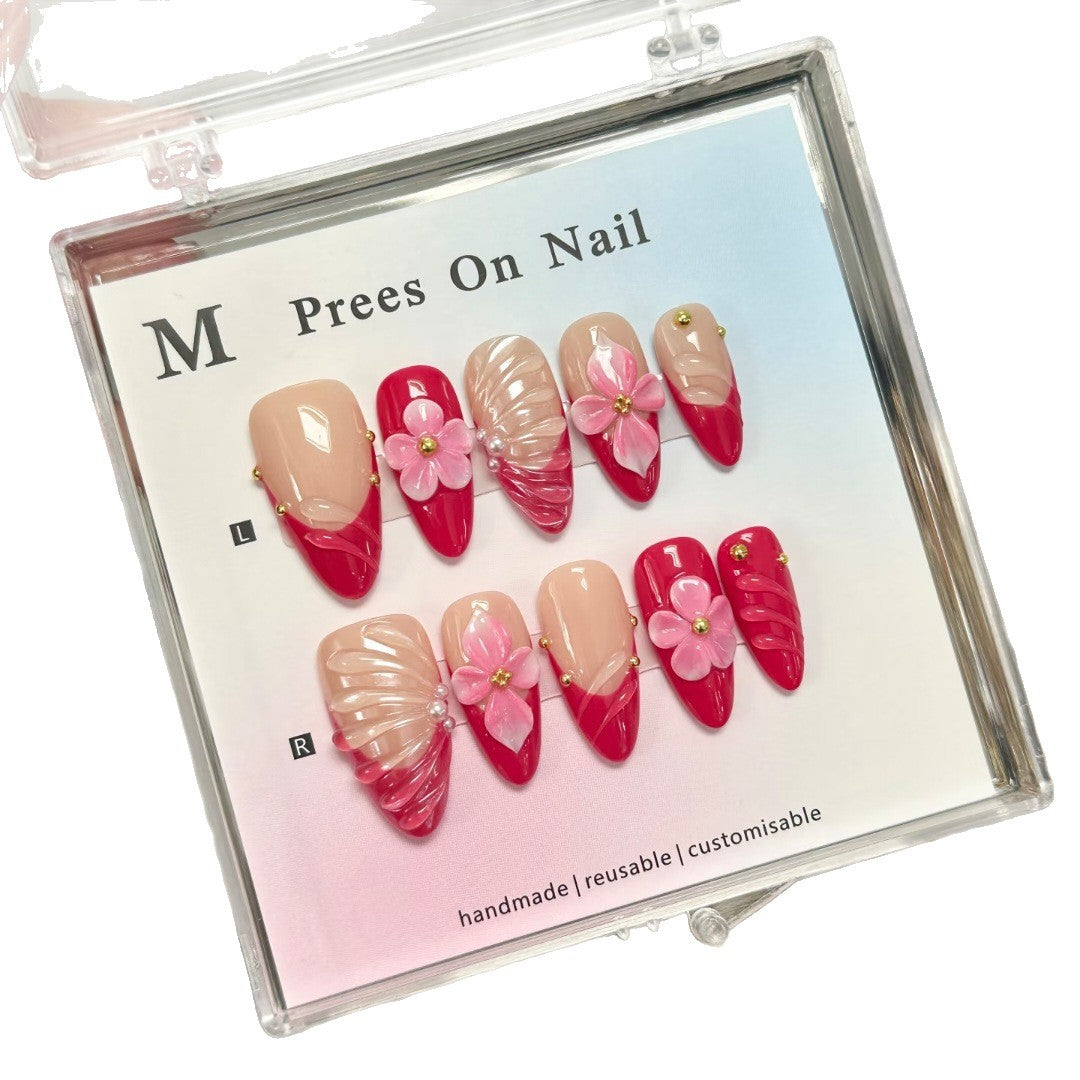 Handgemachtes Blumen Design Press-On Nagelkunst Set