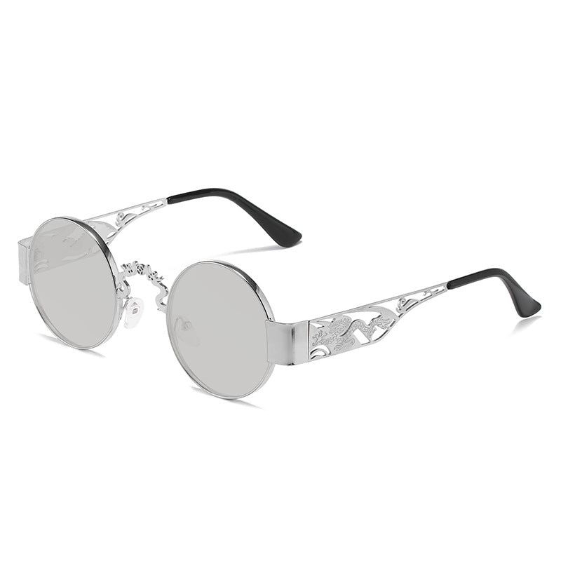Damen künstlerische runde Sonnenbrille mit elegantem filigranen Rahmen Karnz