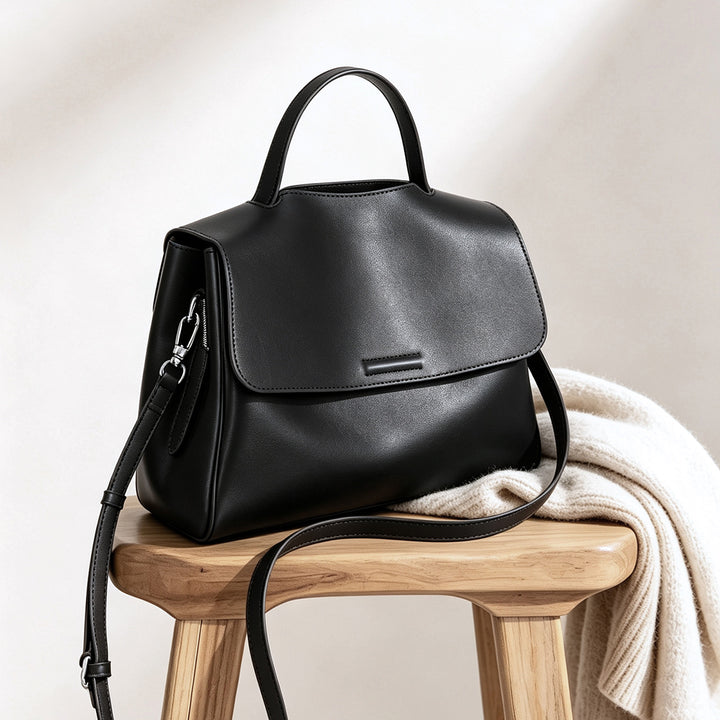 Strukturierte Top-Handle Klapp-Tasche mit abnehmbarem Crossbody-Tragegurt