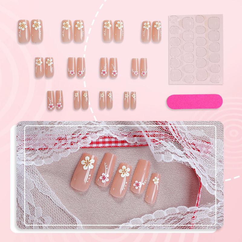 Künstlerisches Blumendruck-Press-On-Nagelkunstset