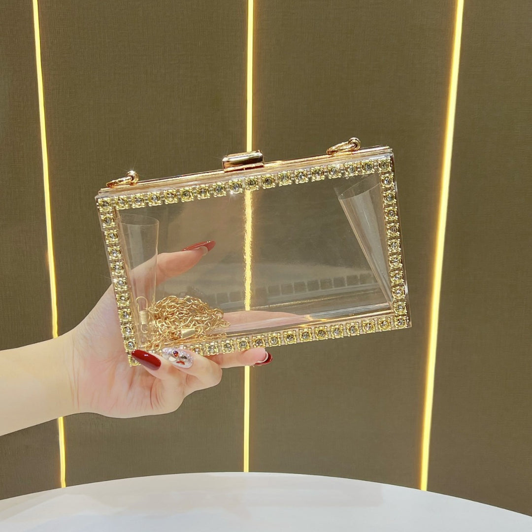 Kristallakzentierte klare Abend-Clutch