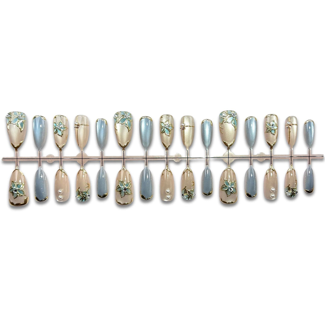 Künstlerisches Floral Press-On Nagelset
