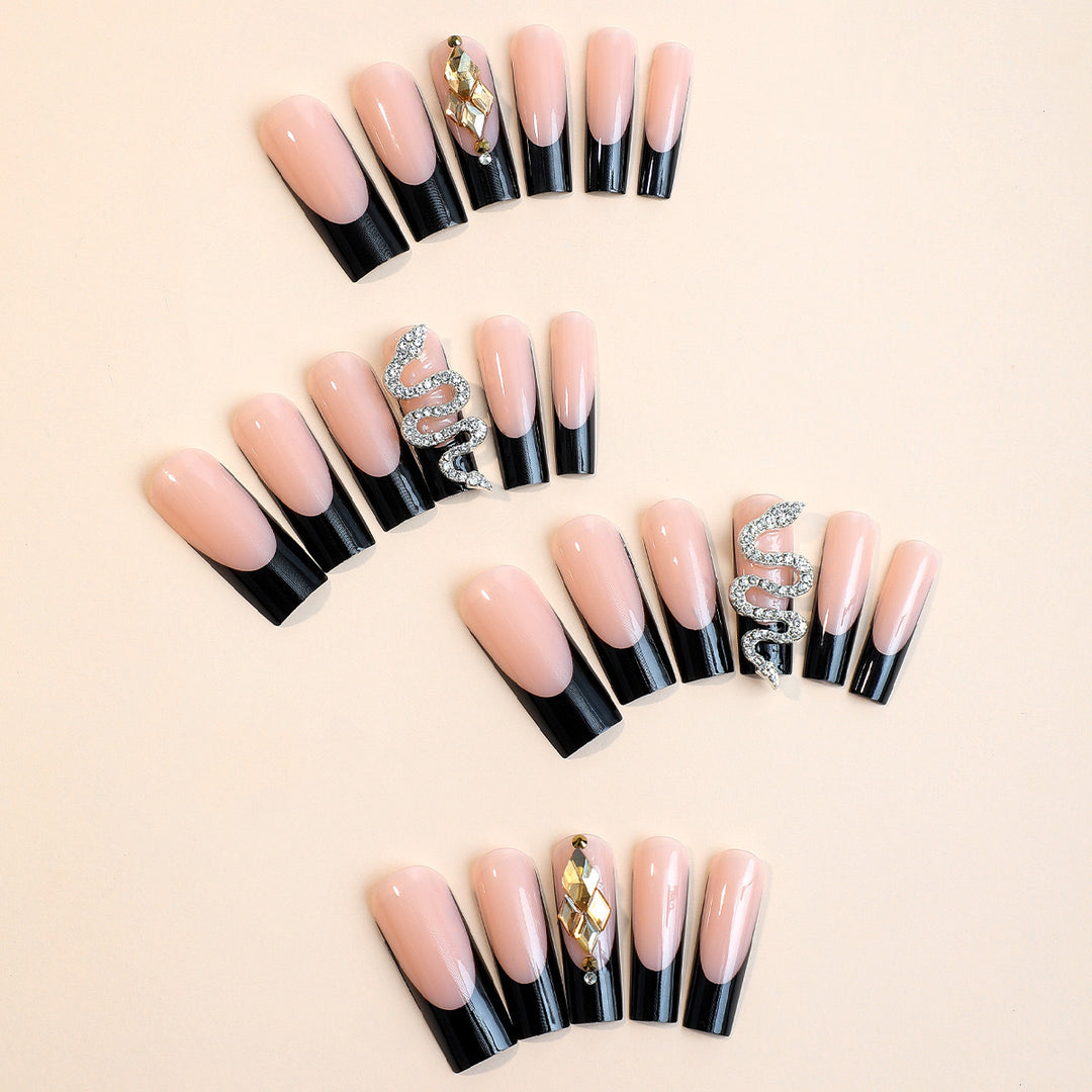 Künstliche Nagelspitzen mit glamourösem Schlangendesign Karnz