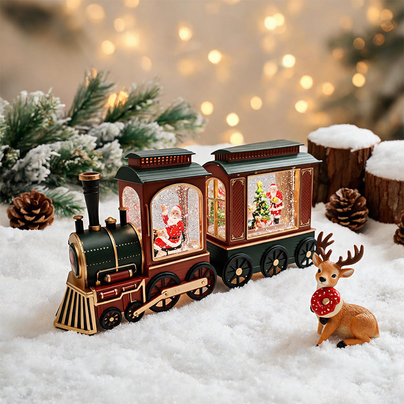Nostalgische Weihnachtszug-Laterne mit beweglichem Weihnachtsmann Karnz