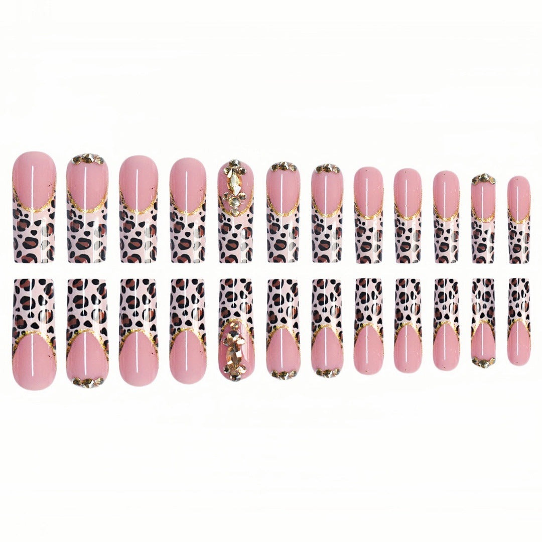 Elegante Leopardenmuster Presse-On-Nagelerweiterungen Karnz