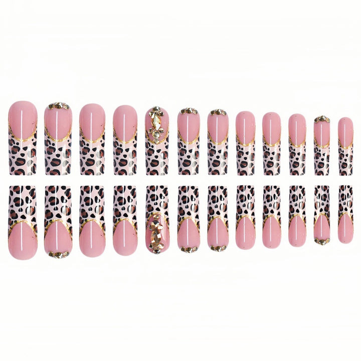 Elegante Leopardenmuster Presse-On-Nagelerweiterungen Karnz
