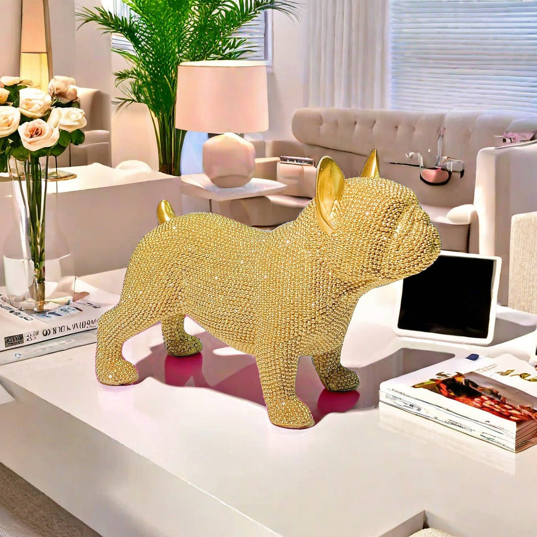 Glänzende Bulldoggen Skulptur Karnz