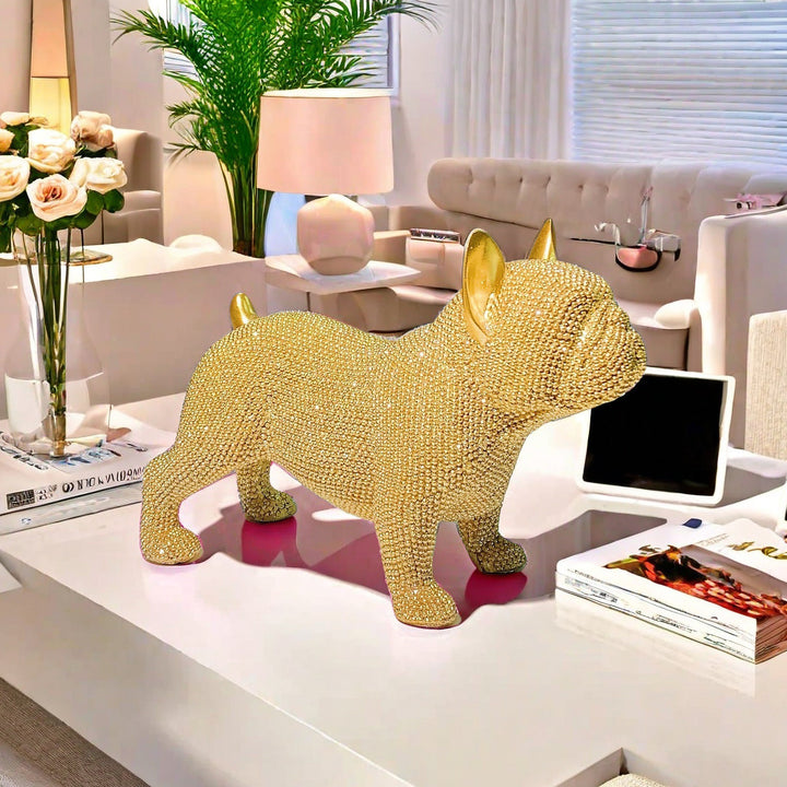 Glänzende Bulldoggen Skulptur Karnz