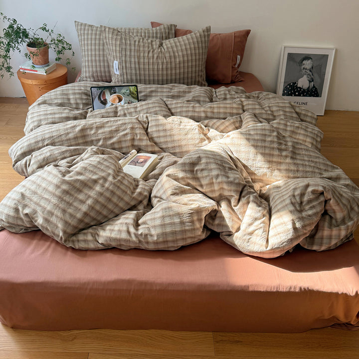 Luxuriöses Gingham-Muster Bettbezugset